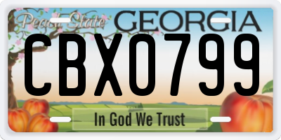 GA license plate CBX0799