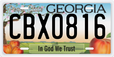 GA license plate CBX0816