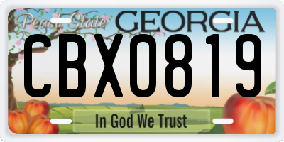 GA license plate CBX0819