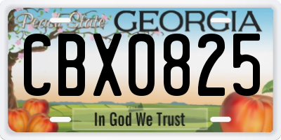 GA license plate CBX0825