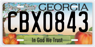 GA license plate CBX0843
