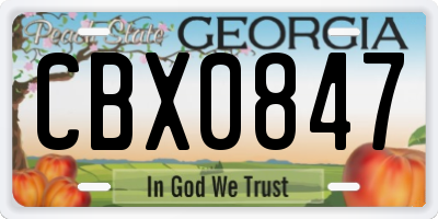 GA license plate CBX0847