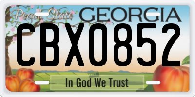 GA license plate CBX0852