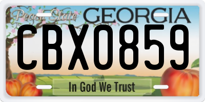 GA license plate CBX0859