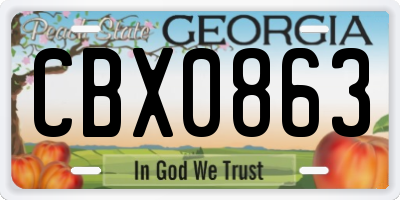 GA license plate CBX0863