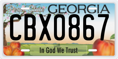 GA license plate CBX0867