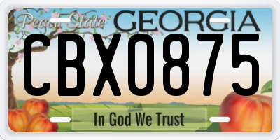 GA license plate CBX0875