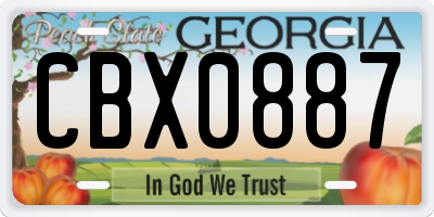GA license plate CBX0887