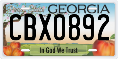 GA license plate CBX0892