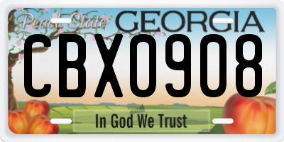 GA license plate CBX0908