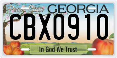 GA license plate CBX0910