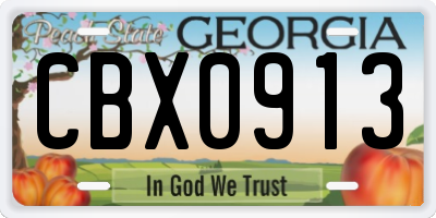 GA license plate CBX0913