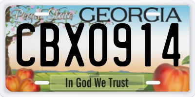 GA license plate CBX0914