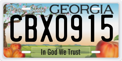 GA license plate CBX0915