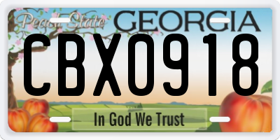 GA license plate CBX0918