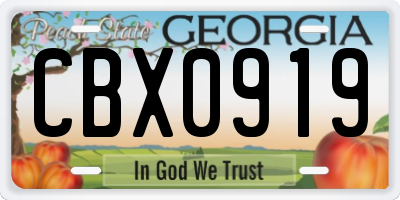 GA license plate CBX0919