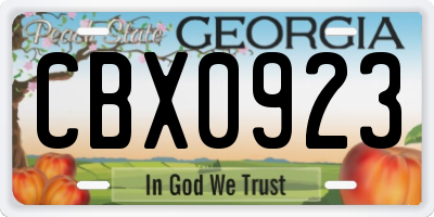 GA license plate CBX0923