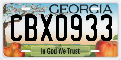 GA license plate CBX0933
