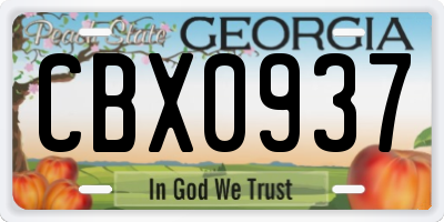 GA license plate CBX0937