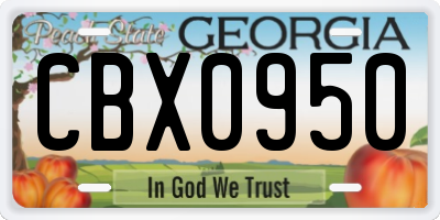 GA license plate CBX0950