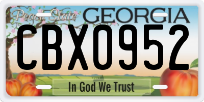 GA license plate CBX0952
