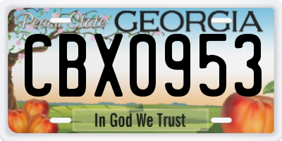 GA license plate CBX0953