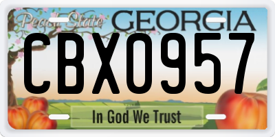 GA license plate CBX0957