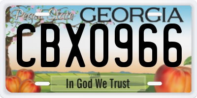 GA license plate CBX0966