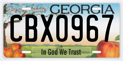 GA license plate CBX0967
