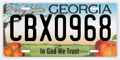 GA license plate CBX0968