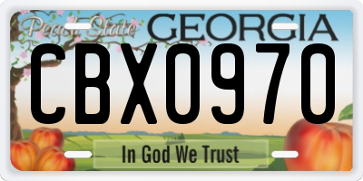 GA license plate CBX0970