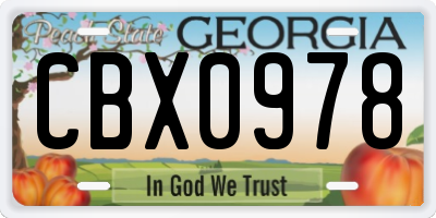 GA license plate CBX0978