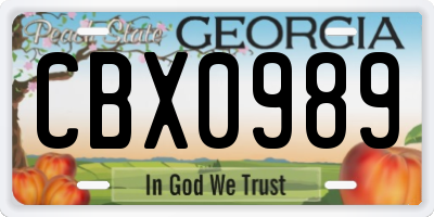 GA license plate CBX0989