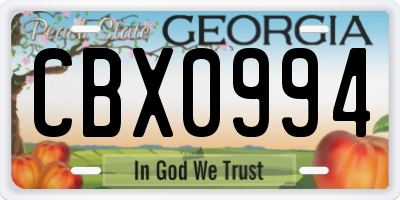 GA license plate CBX0994