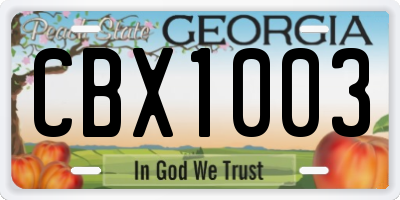 GA license plate CBX1003