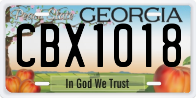 GA license plate CBX1018