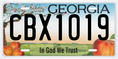 GA license plate CBX1019