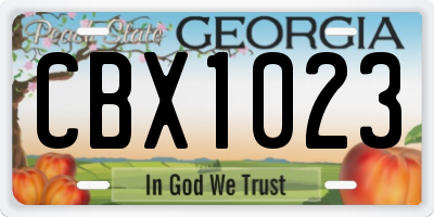 GA license plate CBX1023