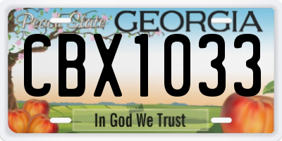 GA license plate CBX1033