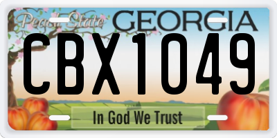 GA license plate CBX1049