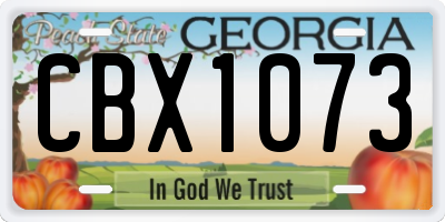 GA license plate CBX1073