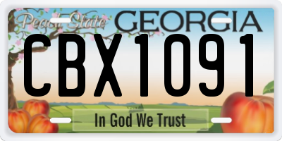 GA license plate CBX1091