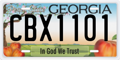 GA license plate CBX1101