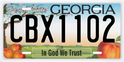 GA license plate CBX1102