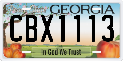 GA license plate CBX1113