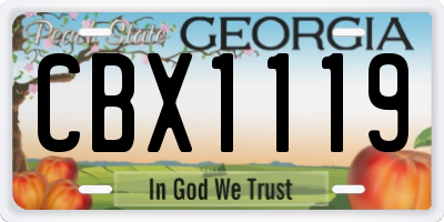 GA license plate CBX1119