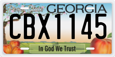 GA license plate CBX1145
