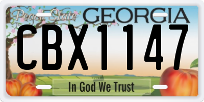 GA license plate CBX1147