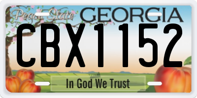 GA license plate CBX1152