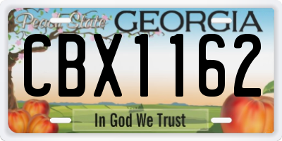 GA license plate CBX1162
